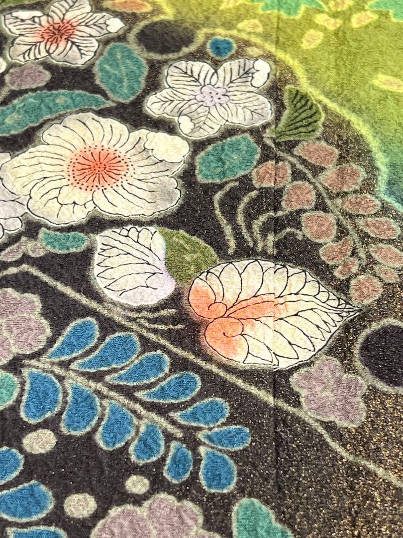 振り袖　フルセット　別誂長襦袢　辻ヶ花　金彩加工　成人式　暈し　辛子色　763