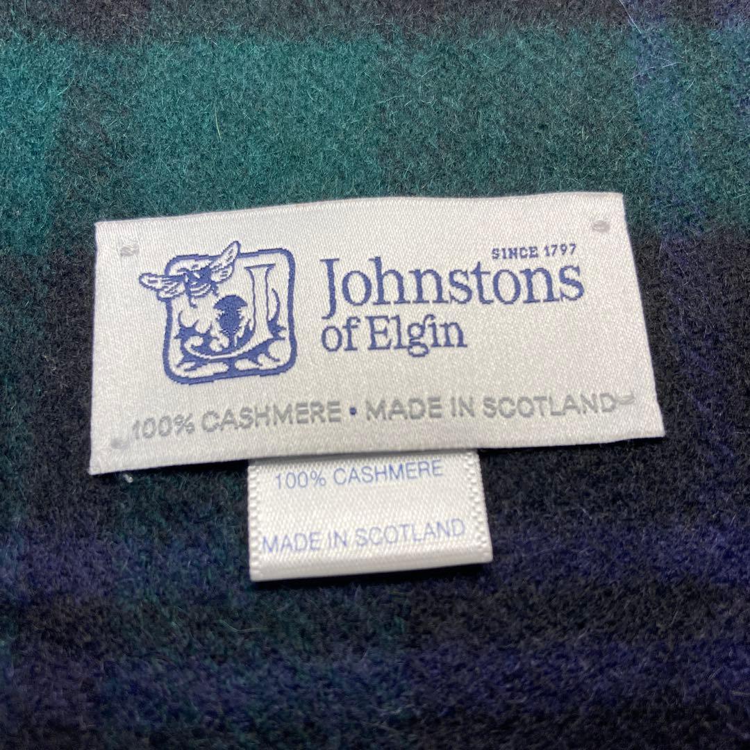 美品 ジョンストンズ カシミヤ100％ 大判ストール ブラックウォッチ
