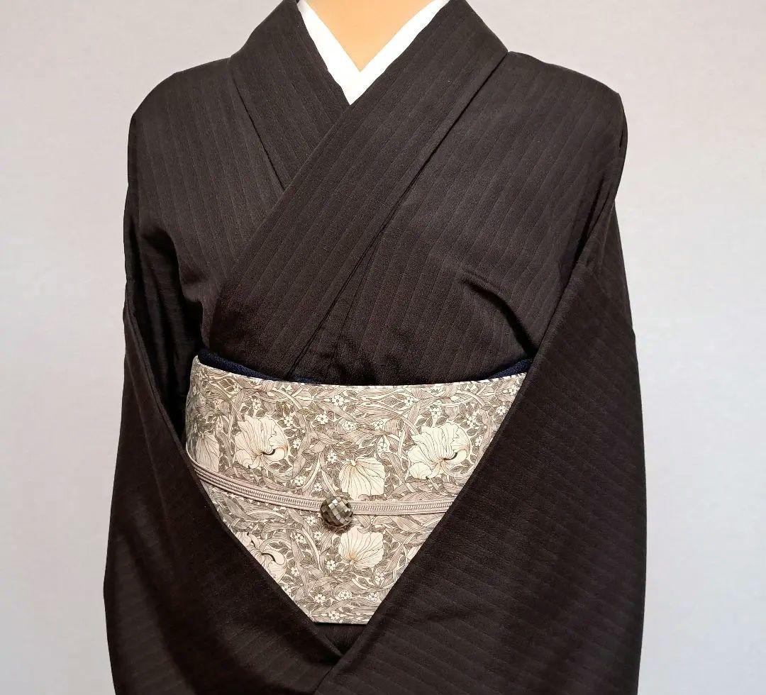 半幅帯　長尺　ウィリアムモリス　ピンパーネル×ウィローボゥ　リバーシブル