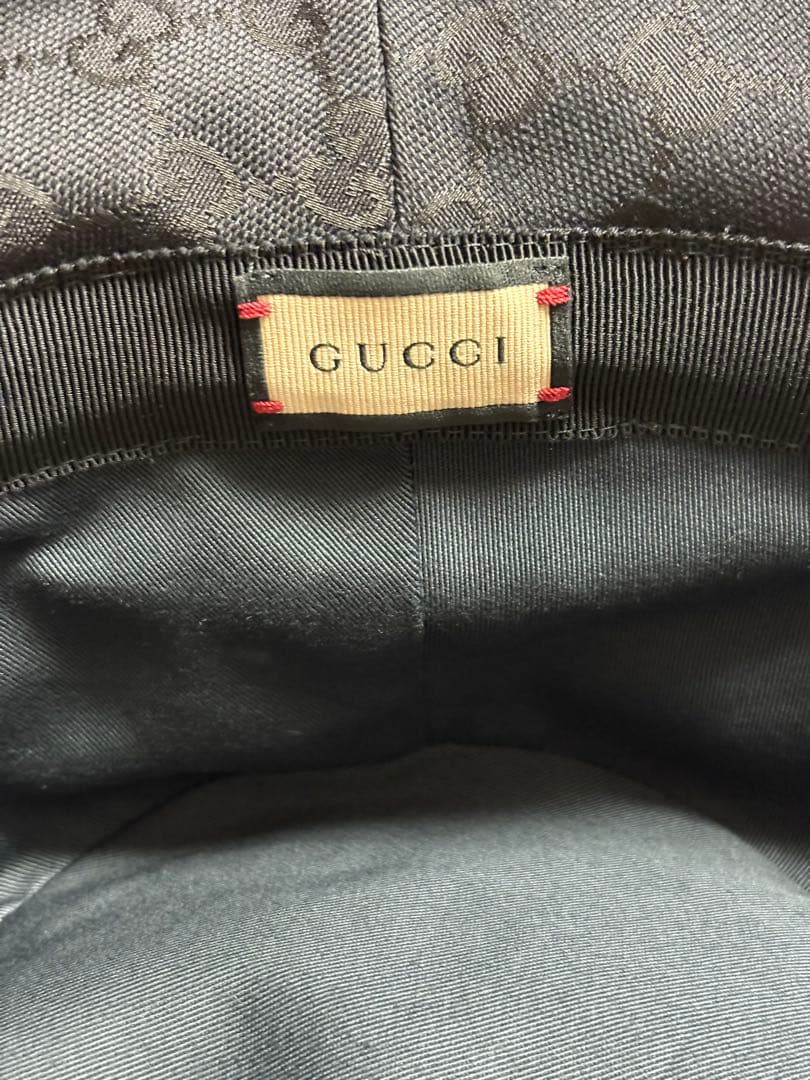 GUCCI ブラック GGパターン バケットハット XL