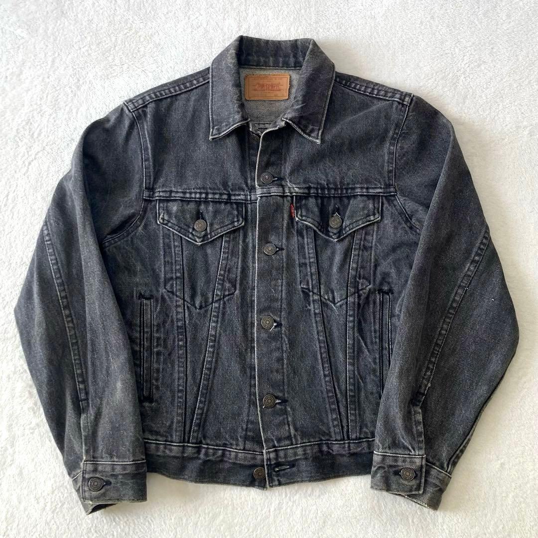 希少【USA製】 70706-0258 先染め ブラック デニムジャケット 16