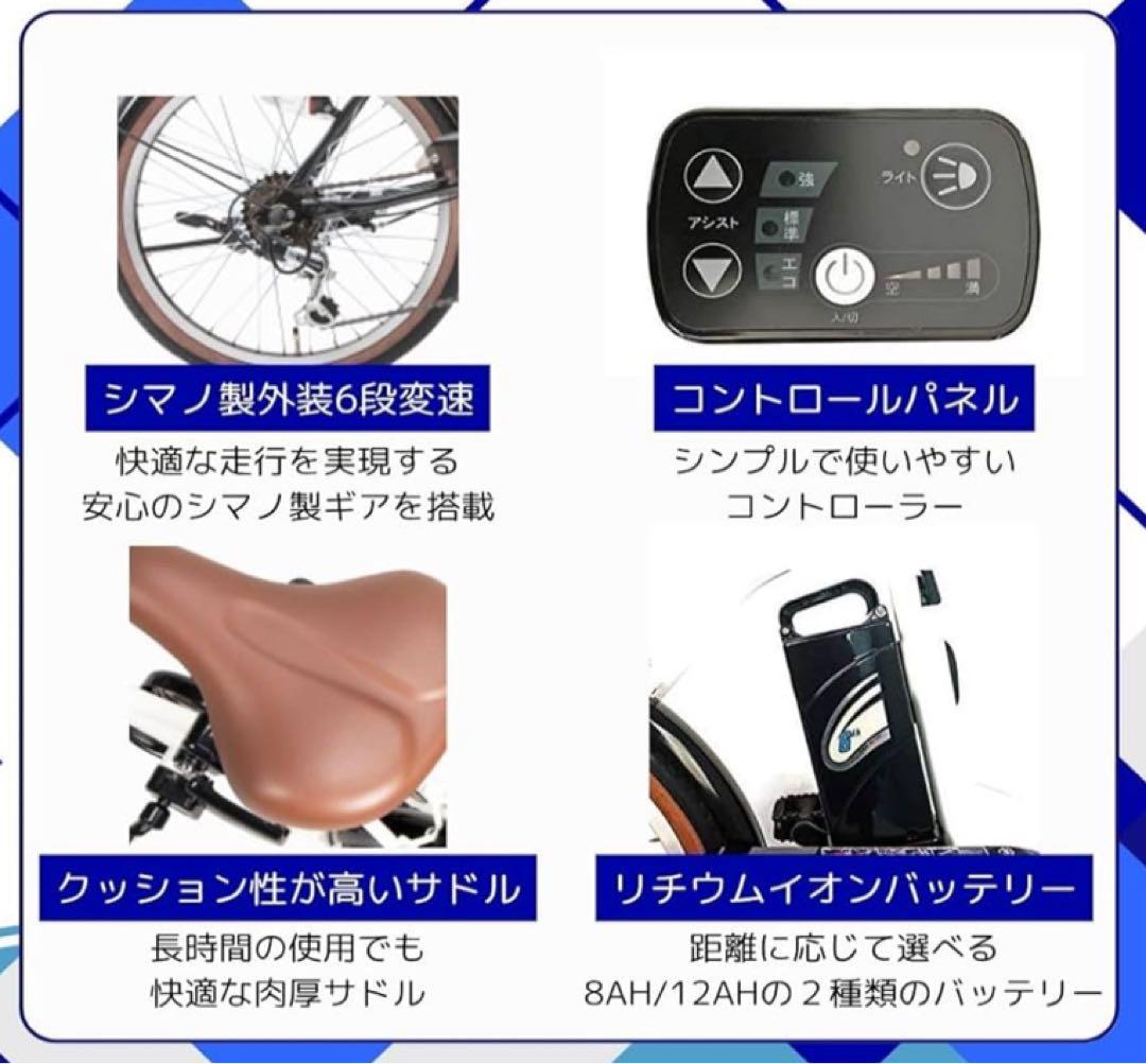 Peltech電動アシスト折りたたみ自転車 ホワイト TDN-206L