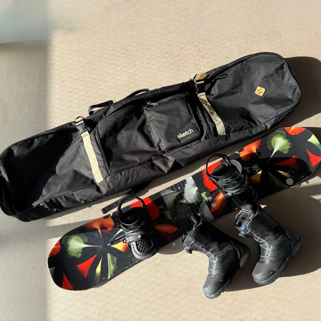 セール スノーボード4点セット Burton 板 ブーツ ビンディング ケース