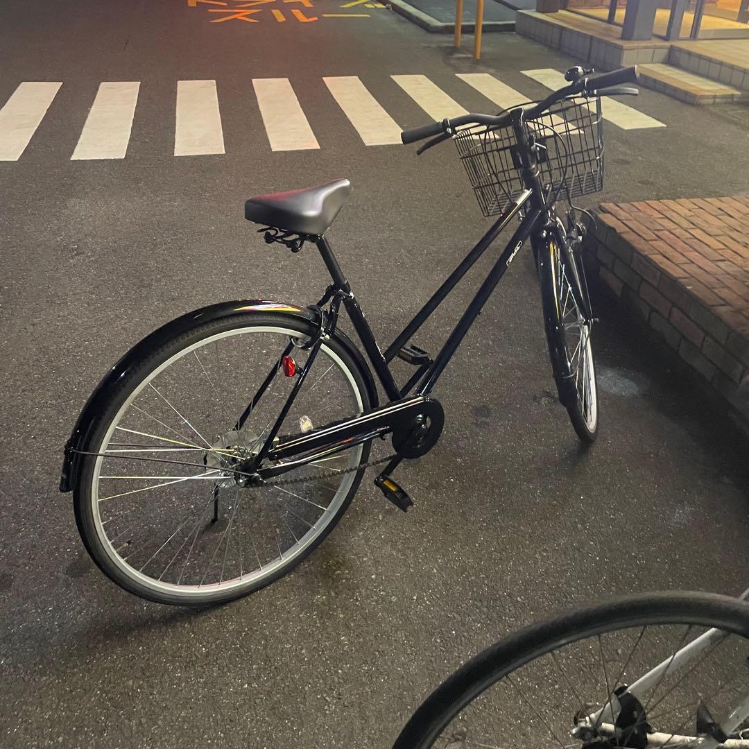 ママチャリ 自転車 27インチ シティサイクル ネイビー