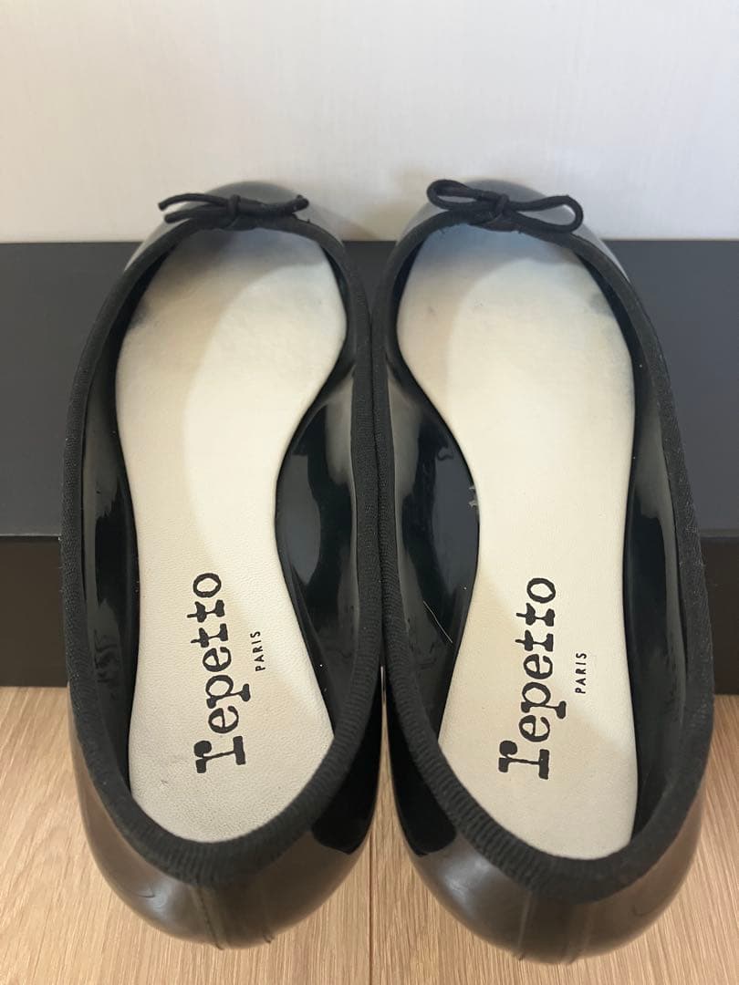 お値下げ★【新品】Repetto ブラック エナメル バレエシューズ37箱タグ付