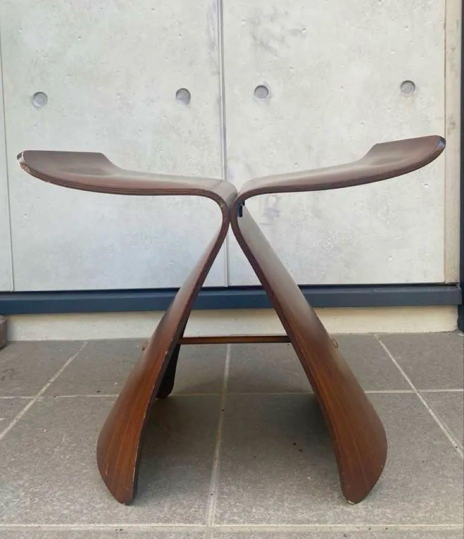 【vintage】 天童木工 バタフライスツール tendo 旧タグ　柳宗理