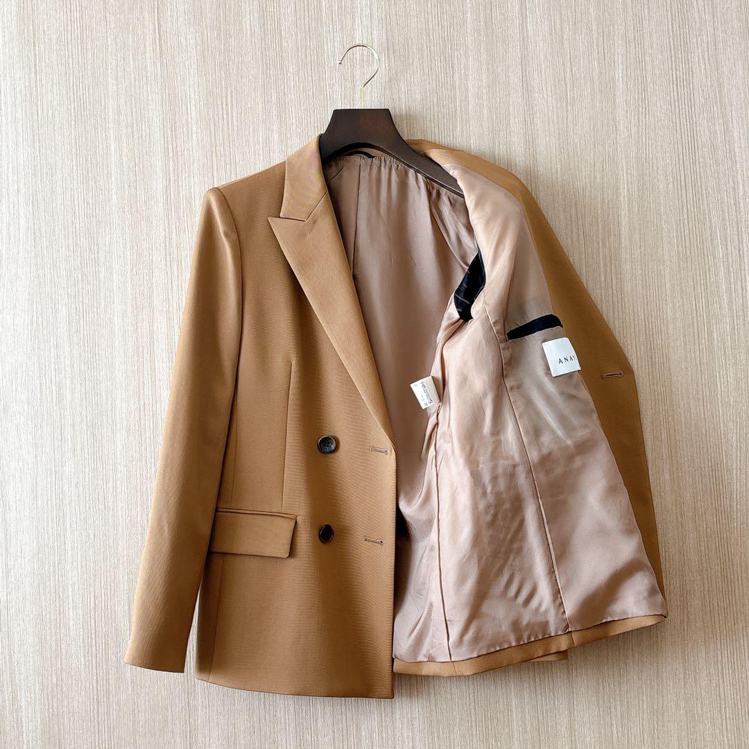 【1290】アナイ　ウールギャバダブル　ジャケット　キャメル
