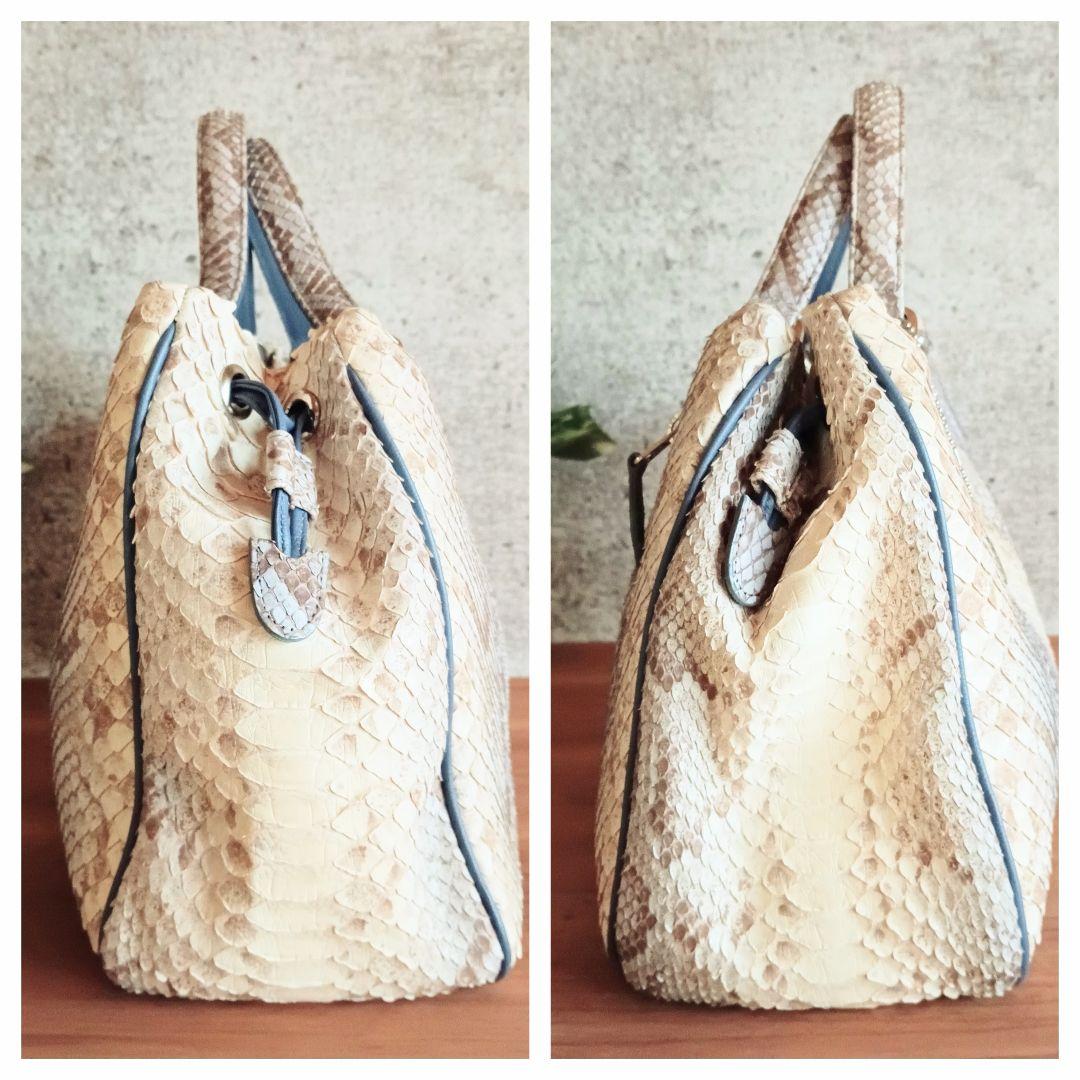 極美品 WELマーク 2way パイソン 本革 レザー トート ハンドバッグ 鞄