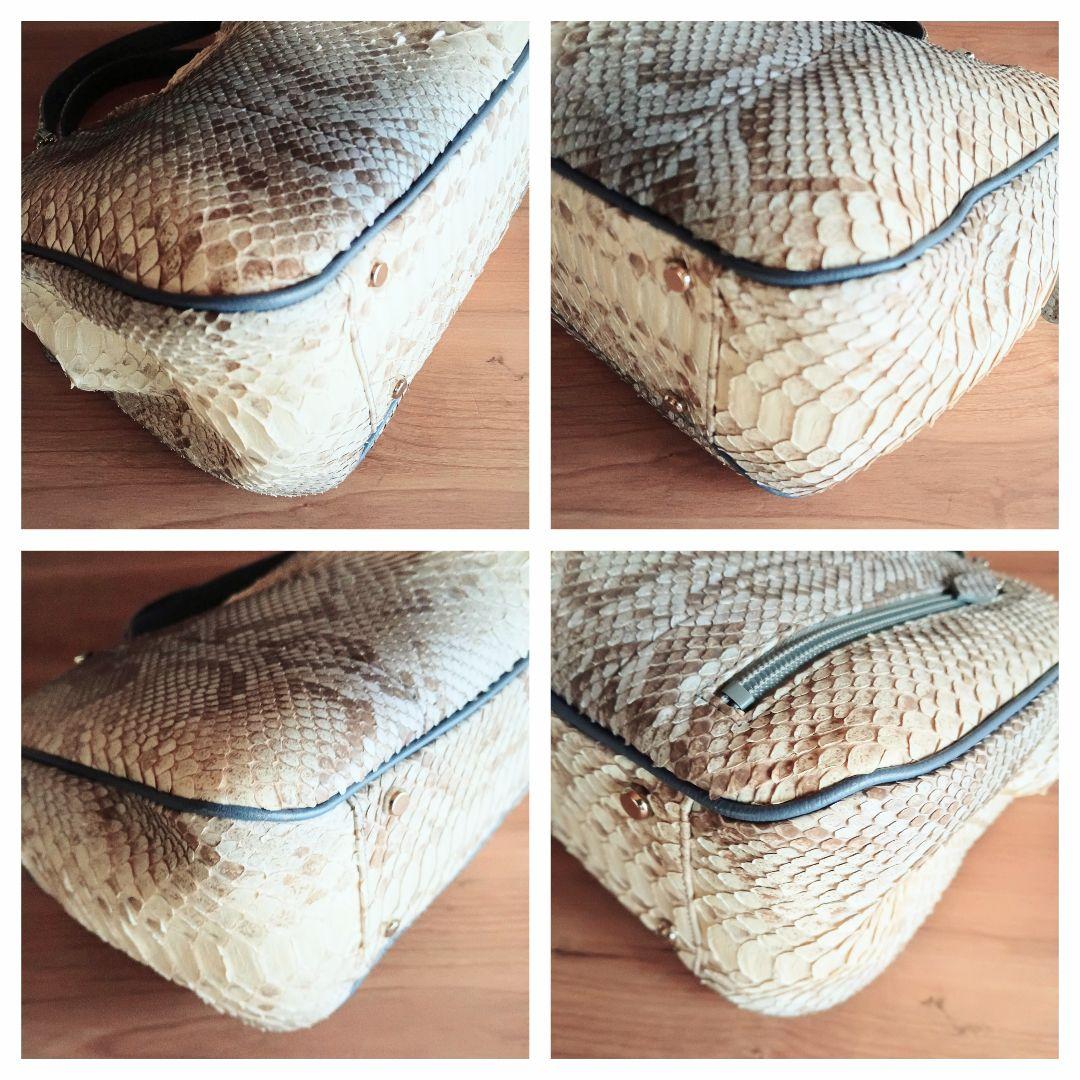 極美品 WELマーク 2way パイソン 本革 レザー トート ハンドバッグ 鞄