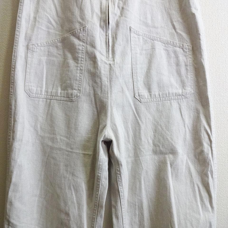 ジョンブル　デニムチューブサロペット　M　オーバーオール　ワイド　オフホワイト