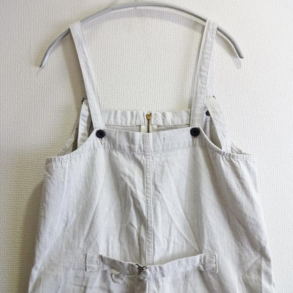 ジョンブル　デニムチューブサロペット　M　オーバーオール　ワイド　オフホワイト
