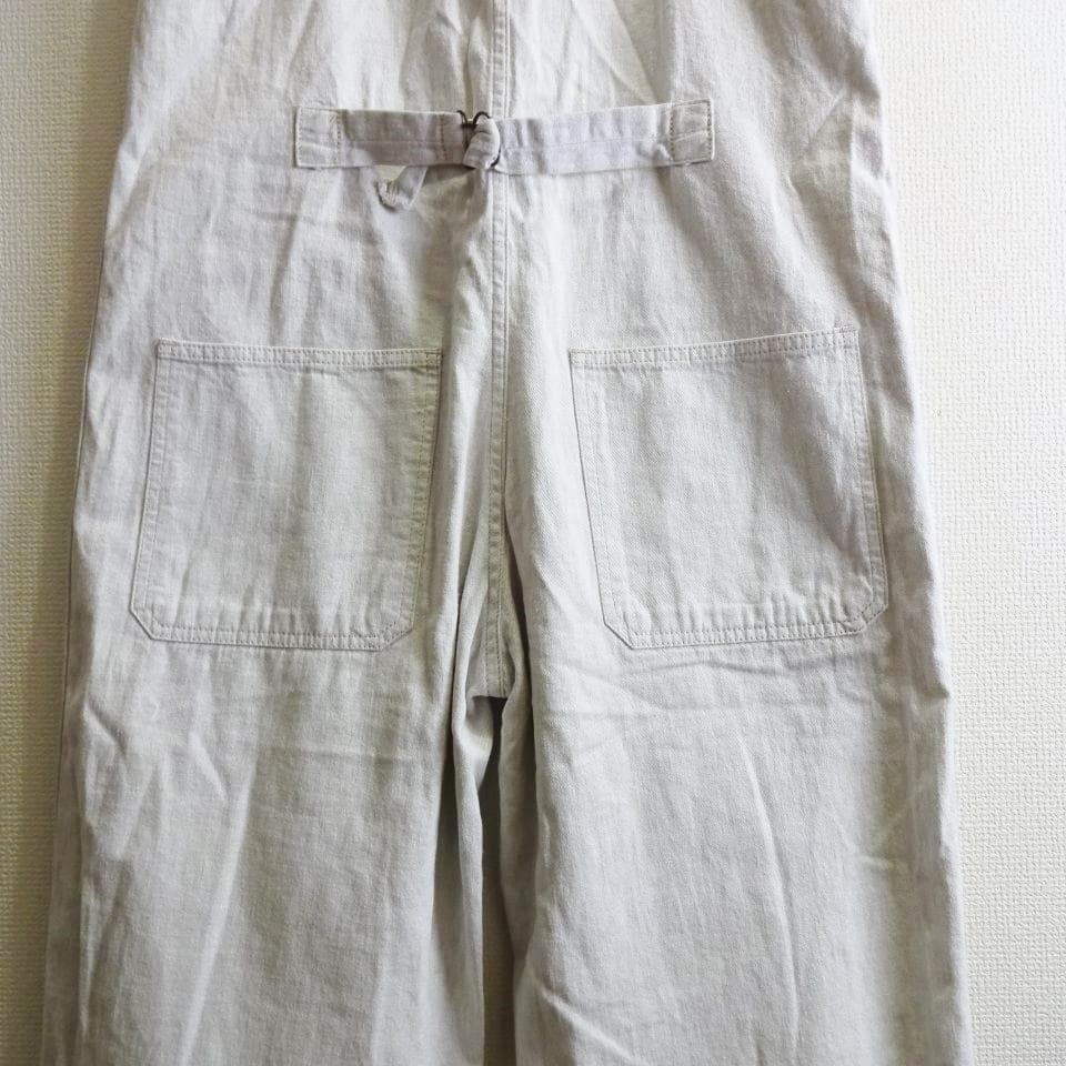 ジョンブル　デニムチューブサロペット　M　オーバーオール　ワイド　オフホワイト