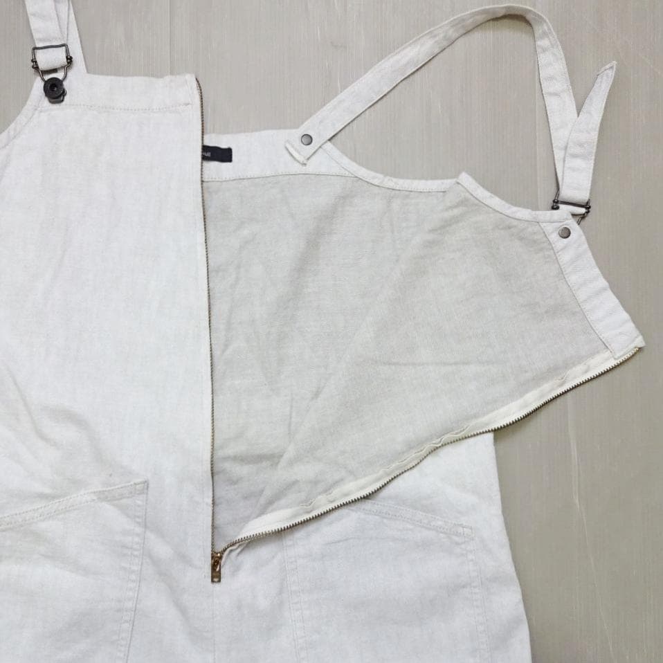 ジョンブル　デニムチューブサロペット　M　オーバーオール　ワイド　オフホワイト