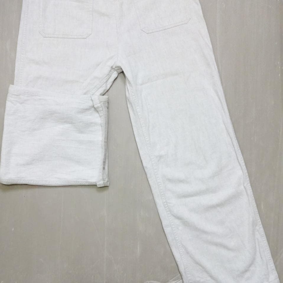 ジョンブル　デニムチューブサロペット　M　オーバーオール　ワイド　オフホワイト