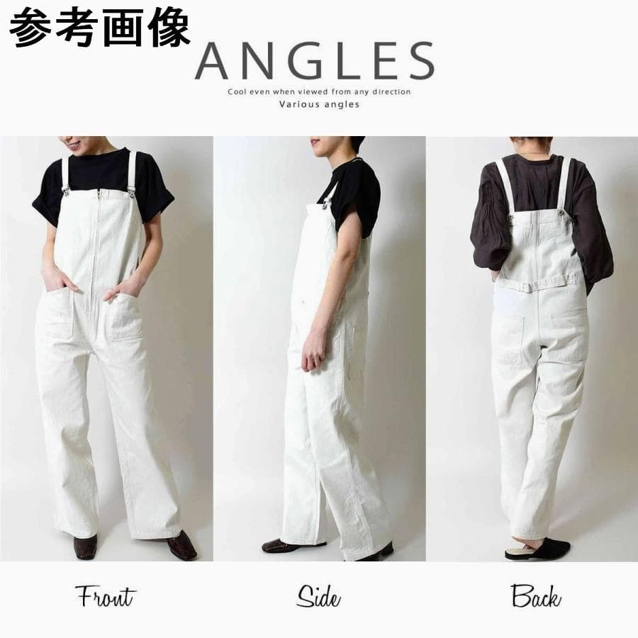 ジョンブル　デニムチューブサロペット　M　オーバーオール　ワイド　オフホワイト