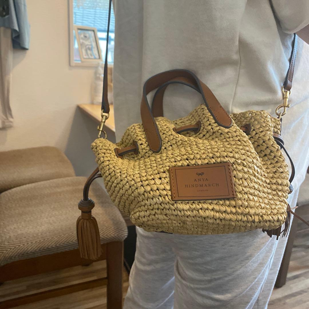 ANYA HINDMARCH ベージュ かごバッグ美品