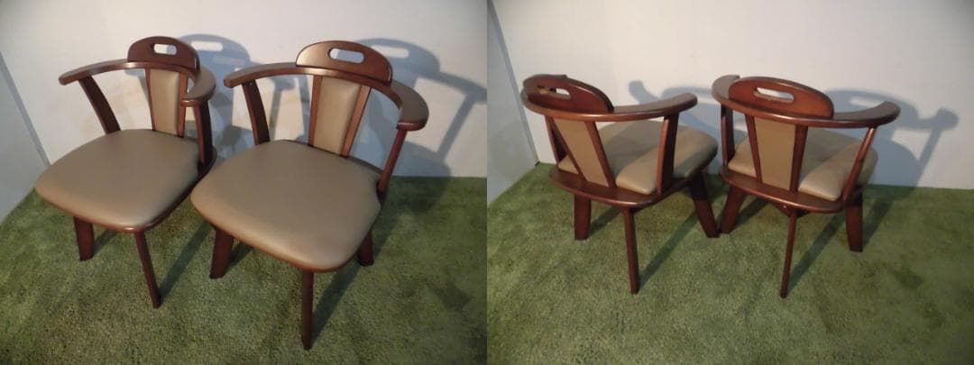 送料無料【新品】★高級回転肘付ダイニングチェア【4脚セット】ダークブラウン