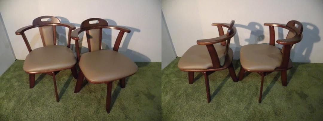 送料無料【新品】★高級回転肘付ダイニングチェア【4脚セット】ダークブラウン