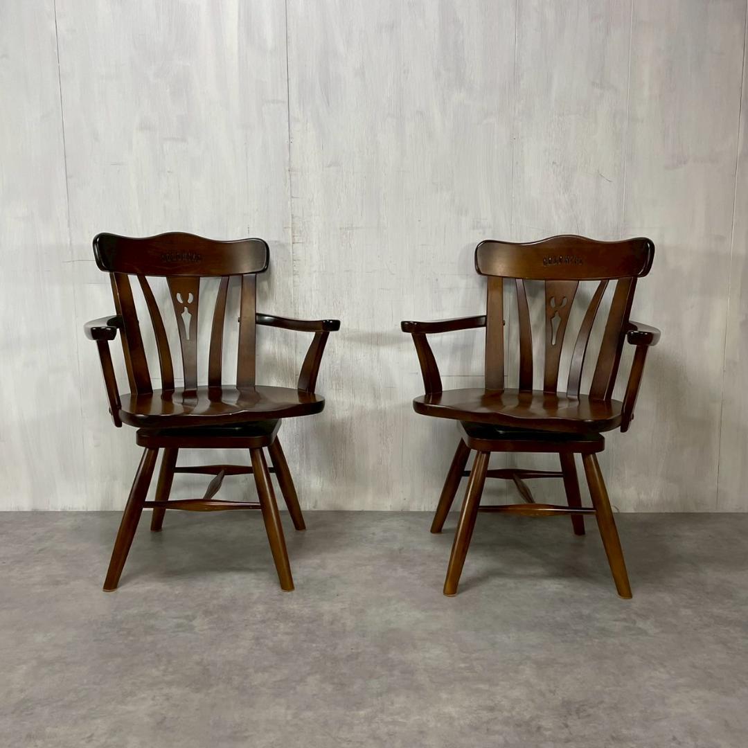 カリモク家具 回転式 アームチェア ダイニングチェア 無垢材 国産家具 A