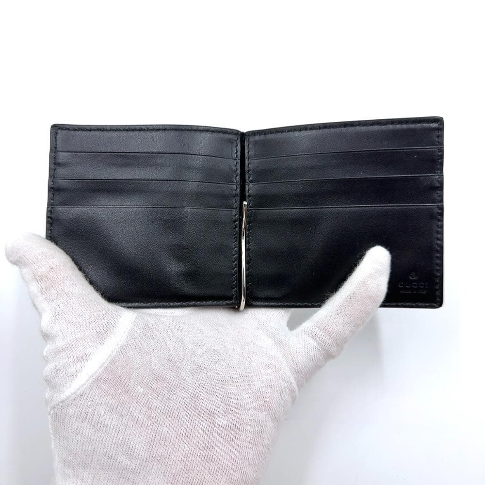 ◇グッチ◇レザー/GGエンボス/二つ折り/マネークリップ/676656