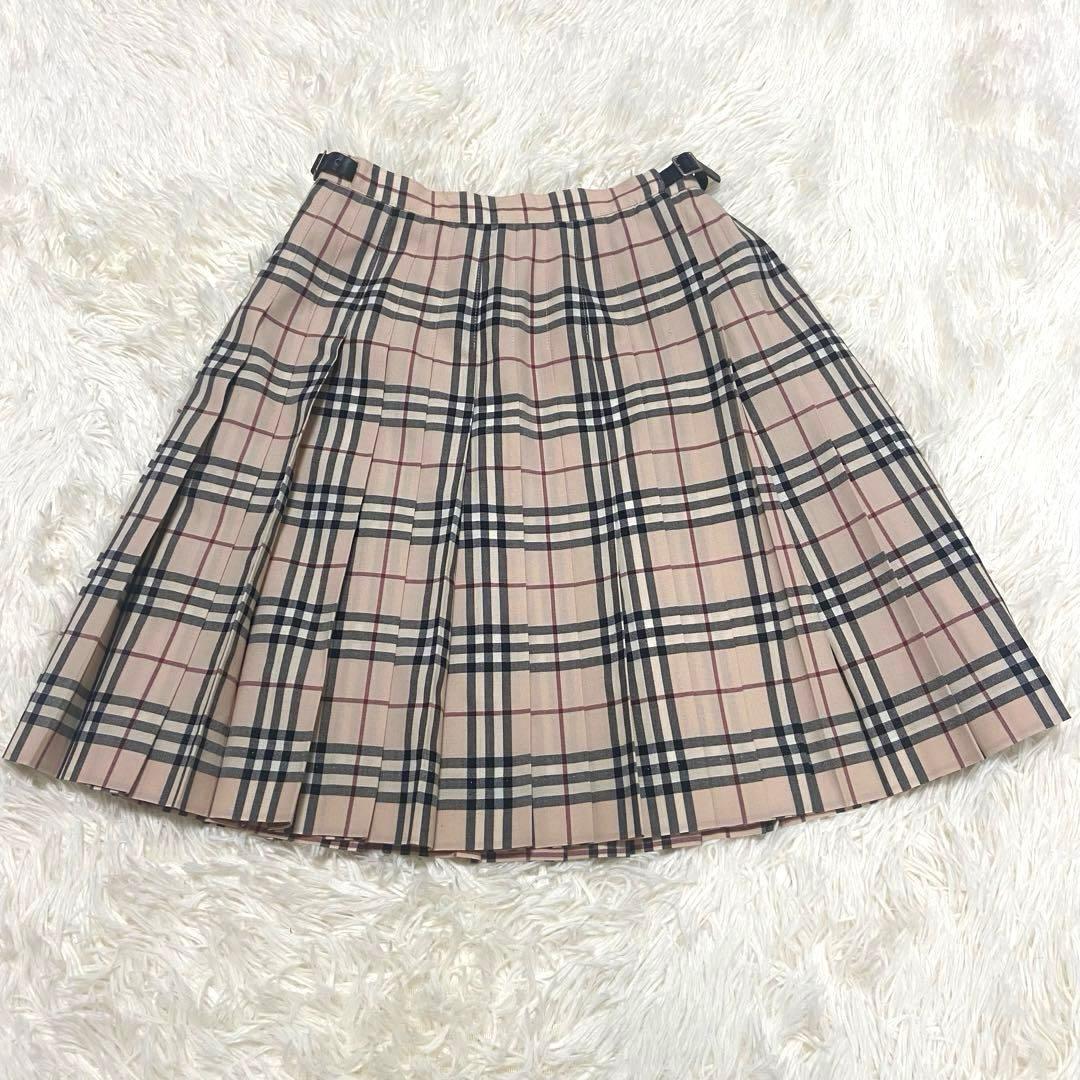 バーバリー ラップスカート プリーツ ノバチェック ベージュ ベルト S 160