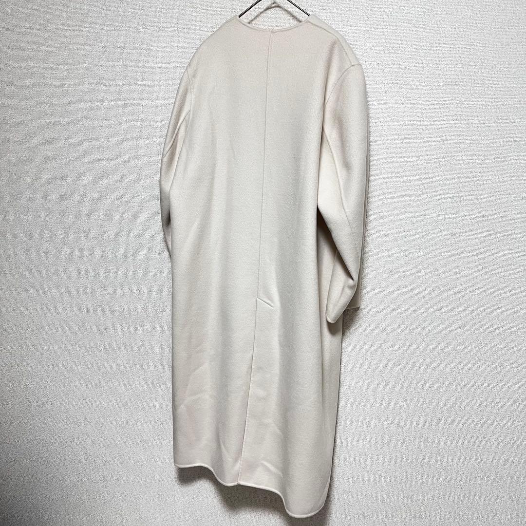 hatsu　ノーカラーコート　ロングコート　ダブルフェイス　リバー