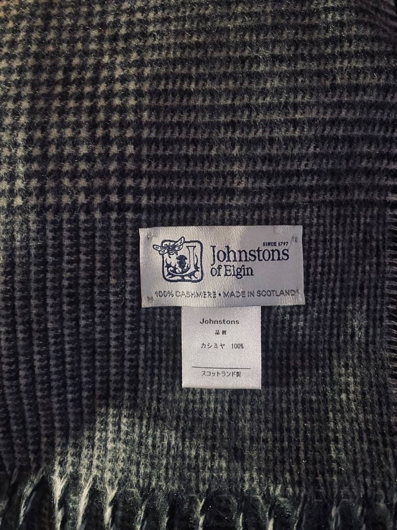 極美品 ジョンストンズ カシミヤ100％ 大判ストール グレー 国内正規品