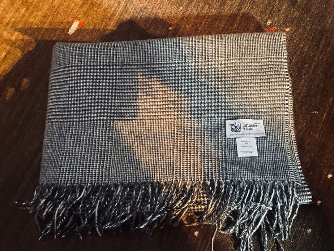 極美品 ジョンストンズ カシミヤ100％ 大判ストール グレー 国内正規品