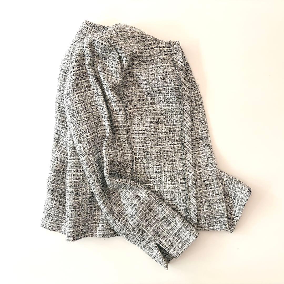 極美品★大きいサイズ★近年モデル★アンタイトル★ノーカラーツイードジャケット★4