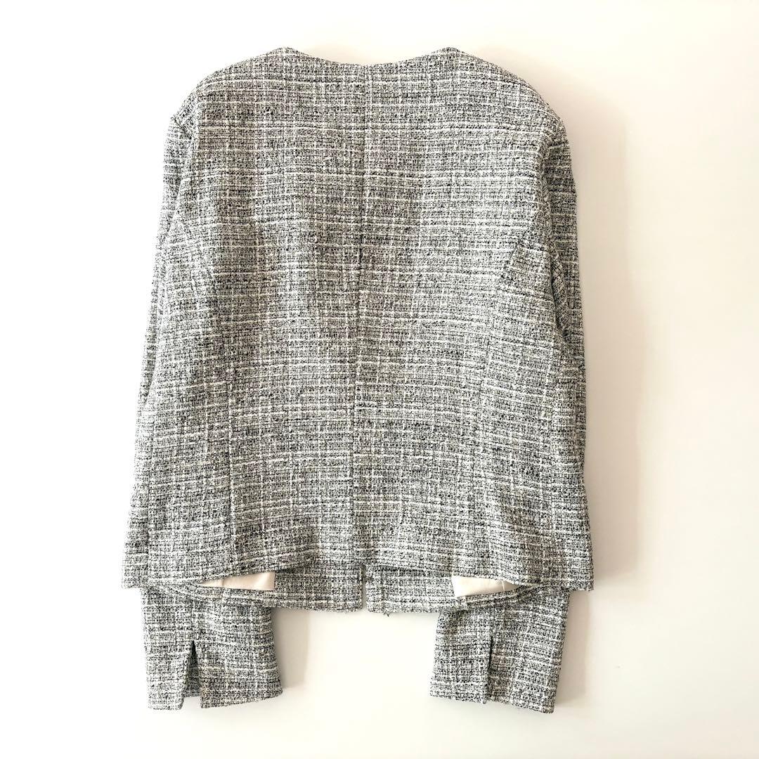極美品★大きいサイズ★近年モデル★アンタイトル★ノーカラーツイードジャケット★4