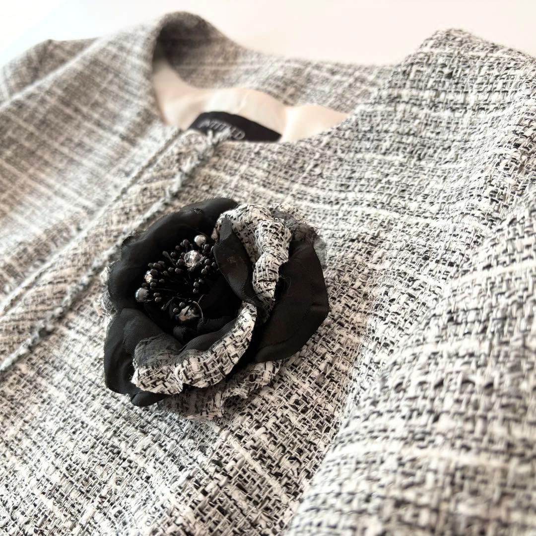 極美品★大きいサイズ★近年モデル★アンタイトル★ノーカラーツイードジャケット★4