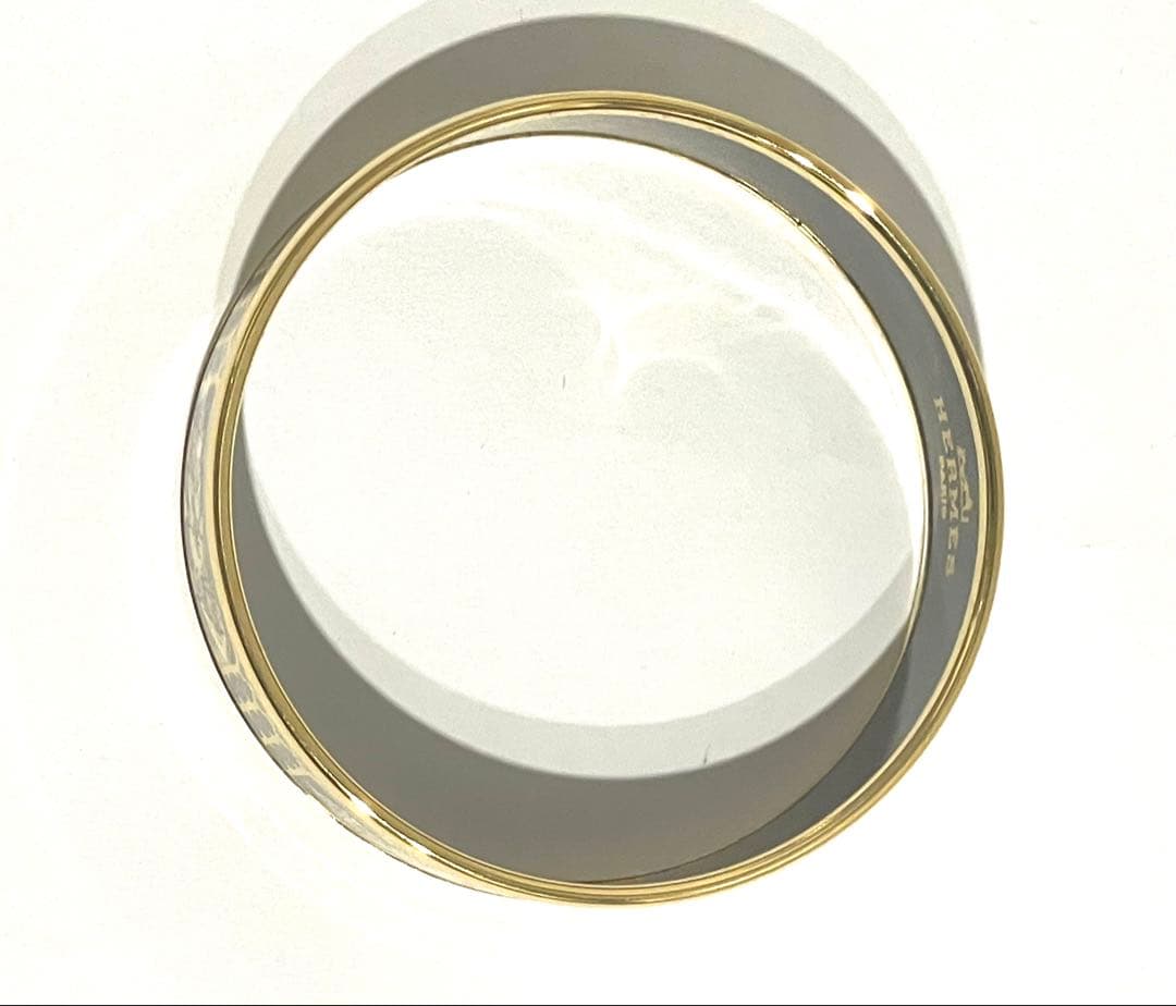 △HERMES エマイユ GM バングル 七宝焼き ゴールドカラー 馬柄