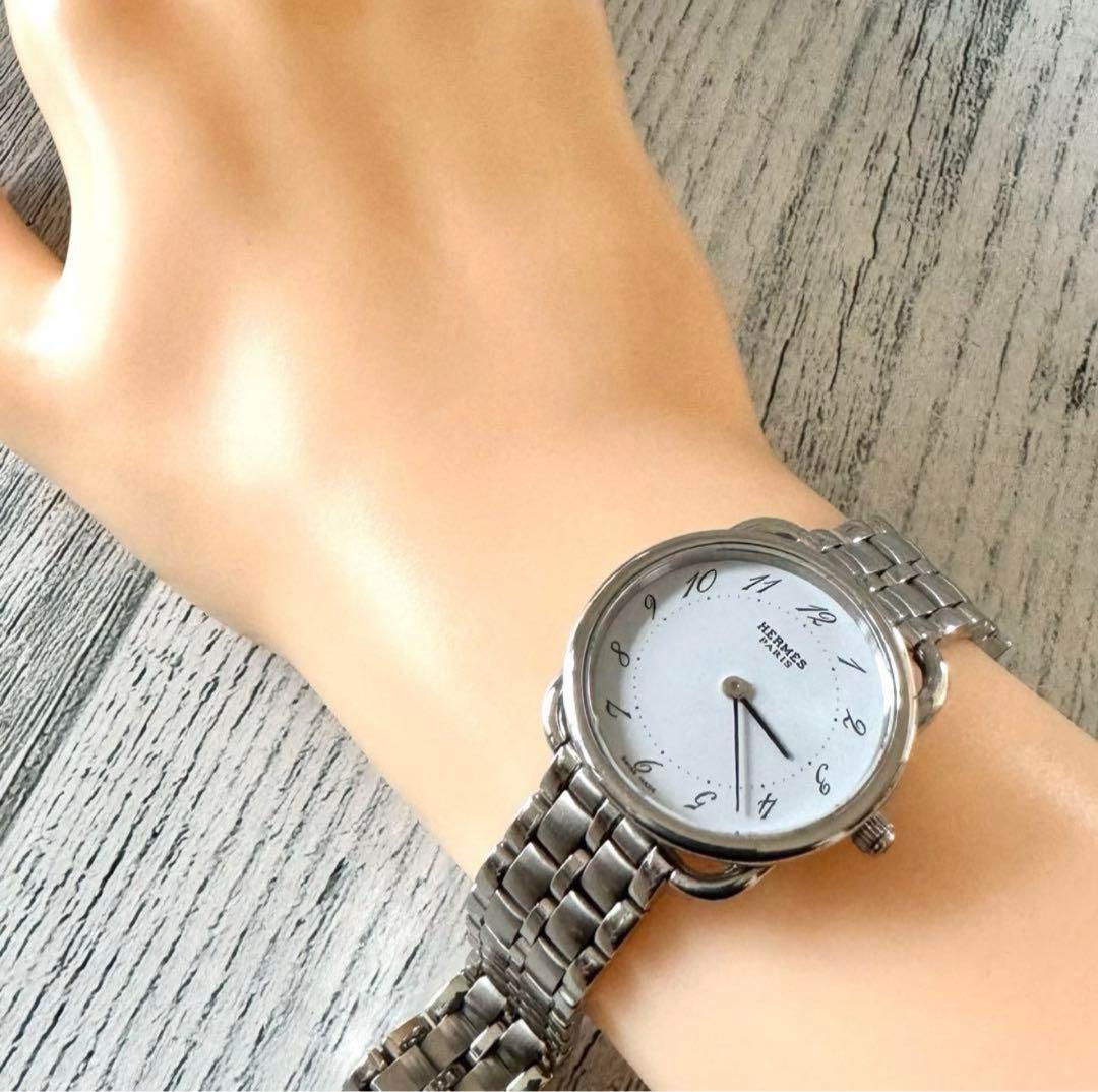 【電池交換済】HERMES エルメス 腕時計 アルソー シルバー AR4.210