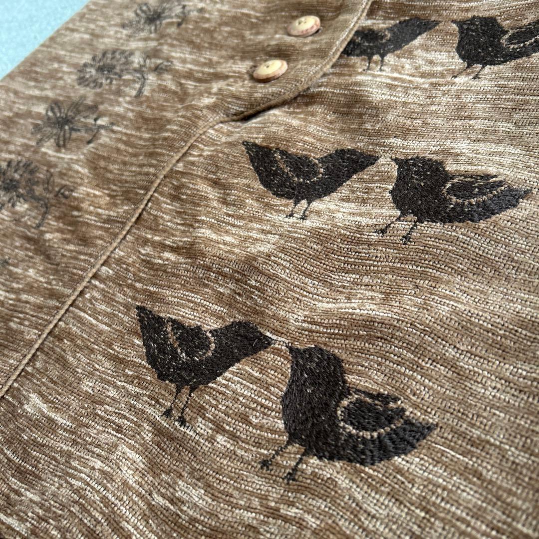 ミナ ペルホネンtori to hana (鳥と花)テキスタイルのスカート