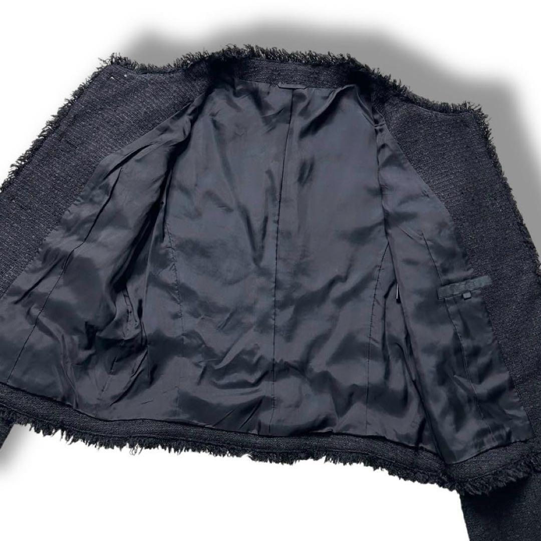 美品 ANAYI アナイ ツイード ジャケット ノーカラー 38 フォーマル