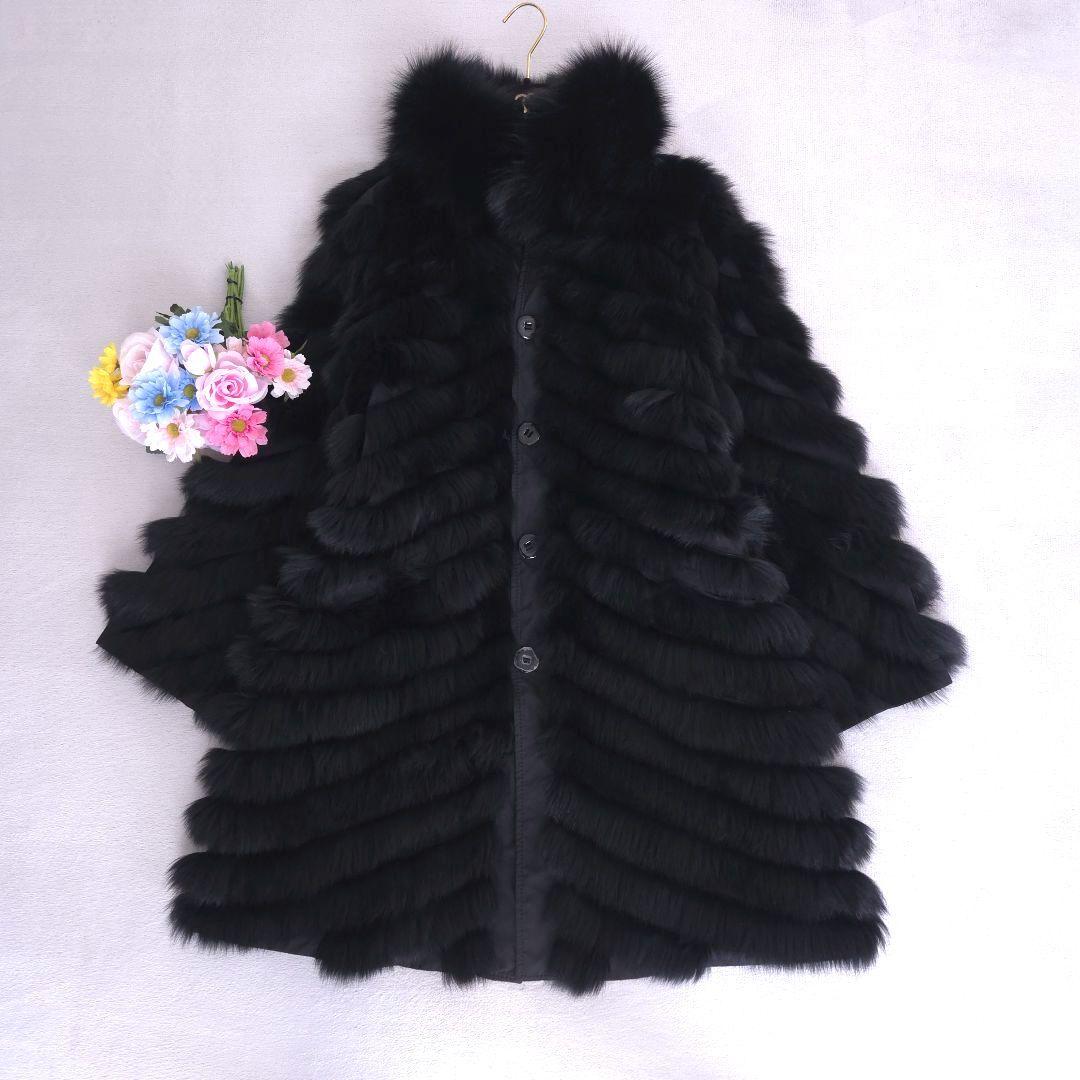 極美品 イタリヤ 高級 フォックスファーコート リバーシブル XL 大きいサイズ