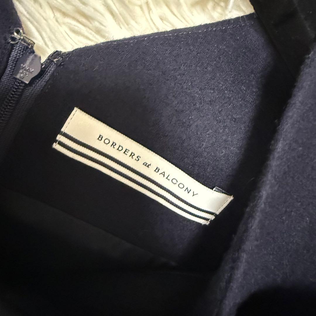 ボーダーズアットバルコニー　ネイビーウールワンピース36ヨーコチャンCFCL