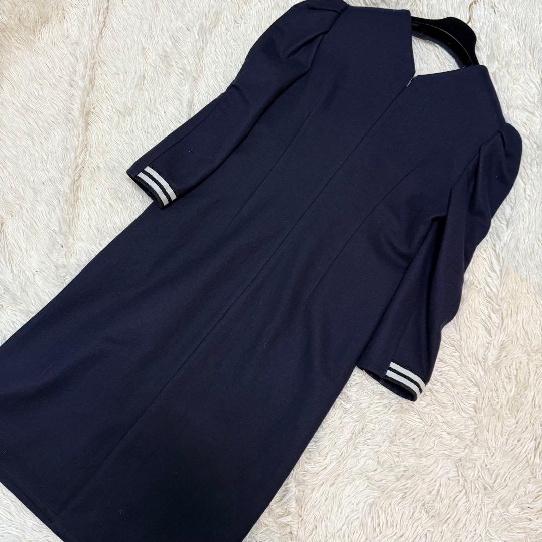 ボーダーズアットバルコニー　ネイビーウールワンピース36ヨーコチャンCFCL