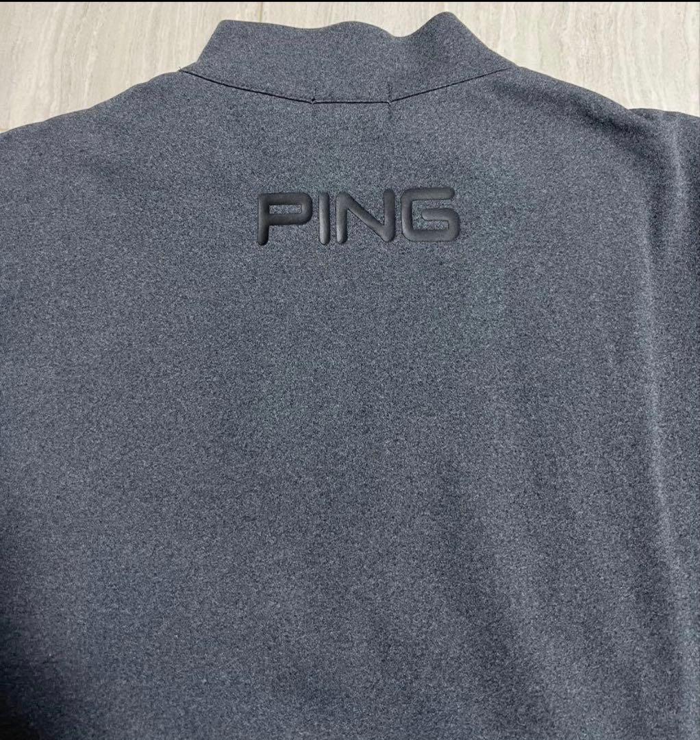 【新品・タグ付き】PING ハーフジップゴルフウェア　ホワイト×グレー　Lサイズ