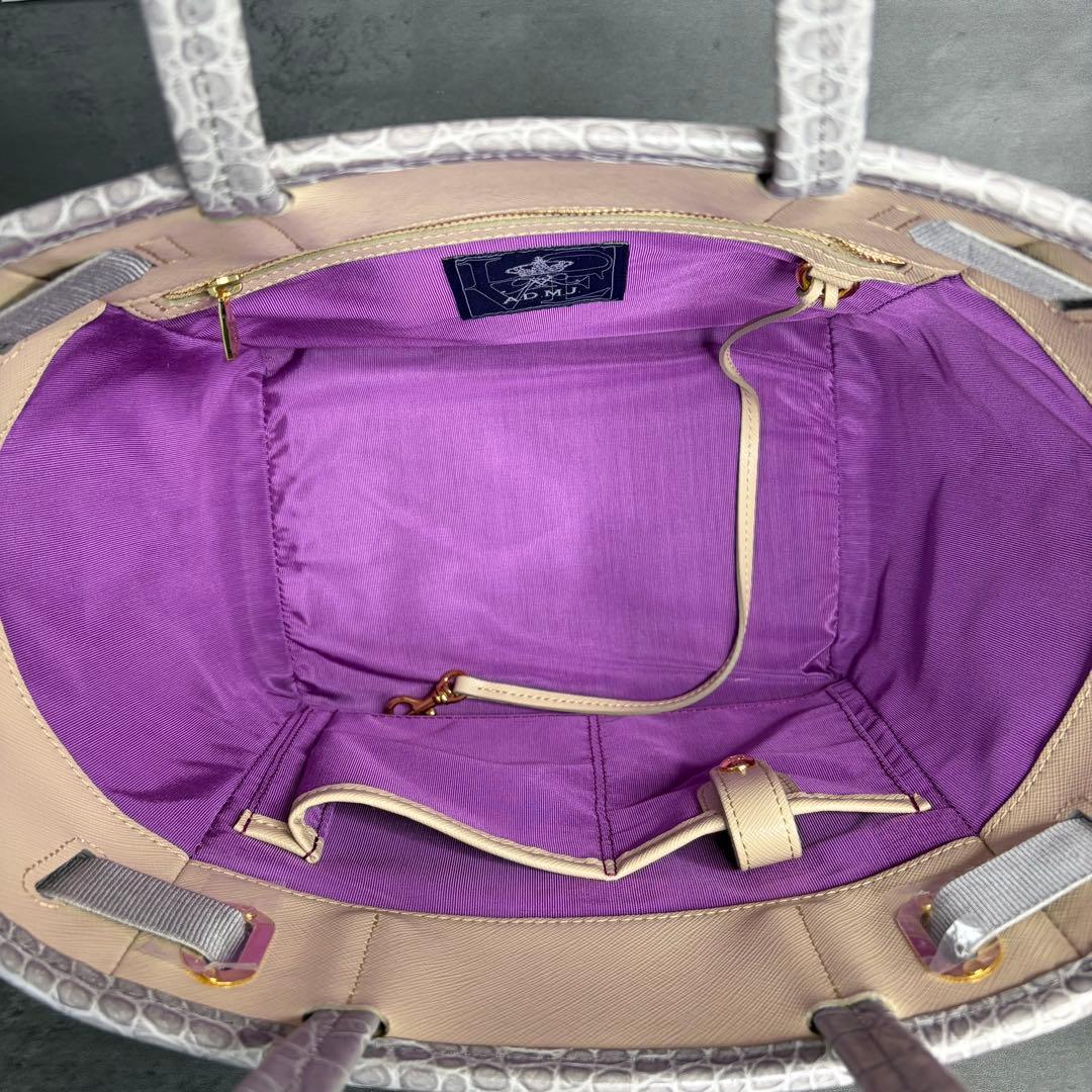 【未使用級】エーディーエムジェー スワロフスキー クロコ型押し トートバッグ