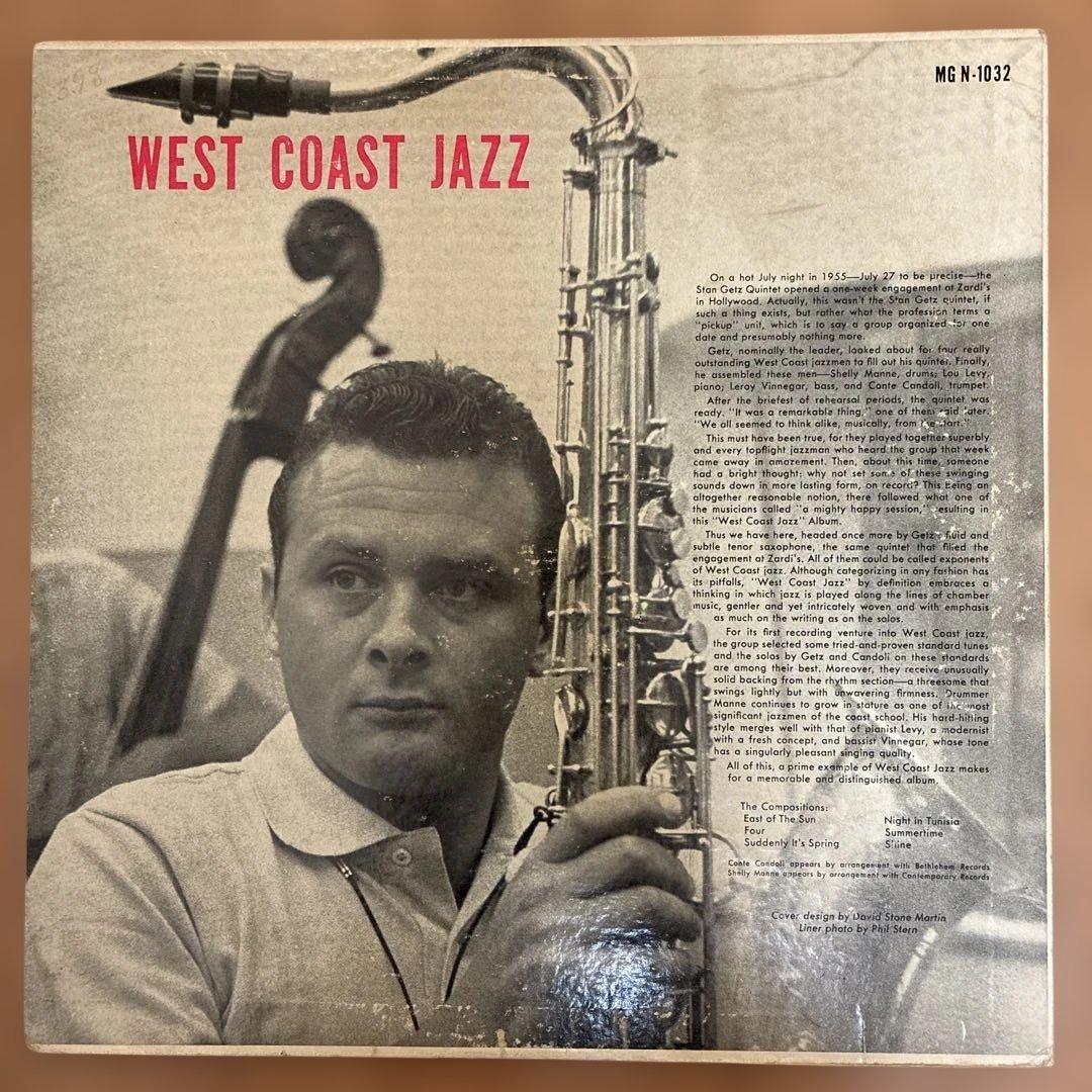 スタンゲッツ 名盤 レコード ウェストコーストジャズ USオリジナルモノ盤