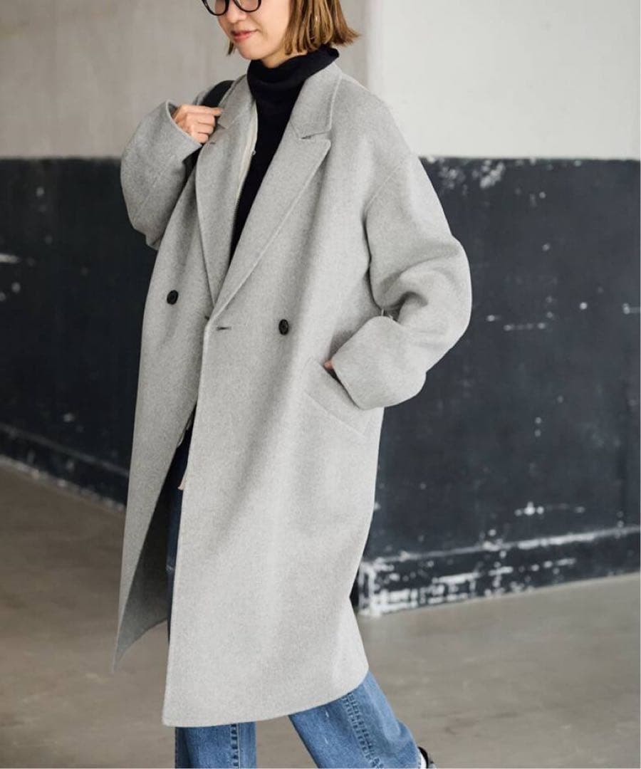 美品FRAMeWORK SUPER160s ダブルブレストコート　スーパー160