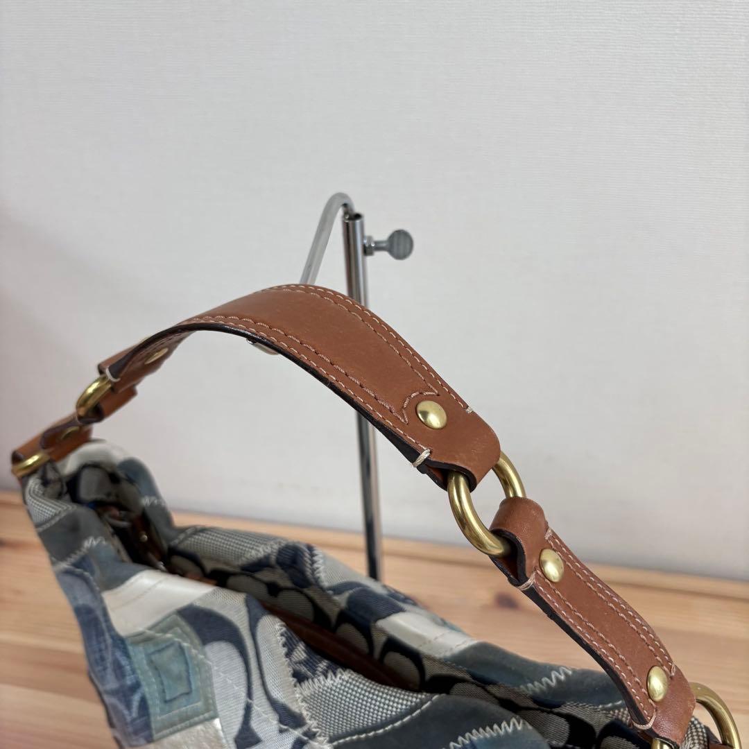 バッグ Coach Denim Patchwork Shoulder Bag