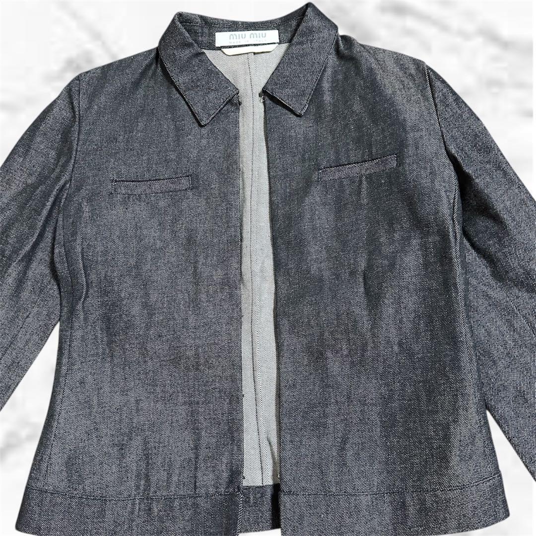 【MIU MIU】 90sアーカイブダークデニムジャケット フック