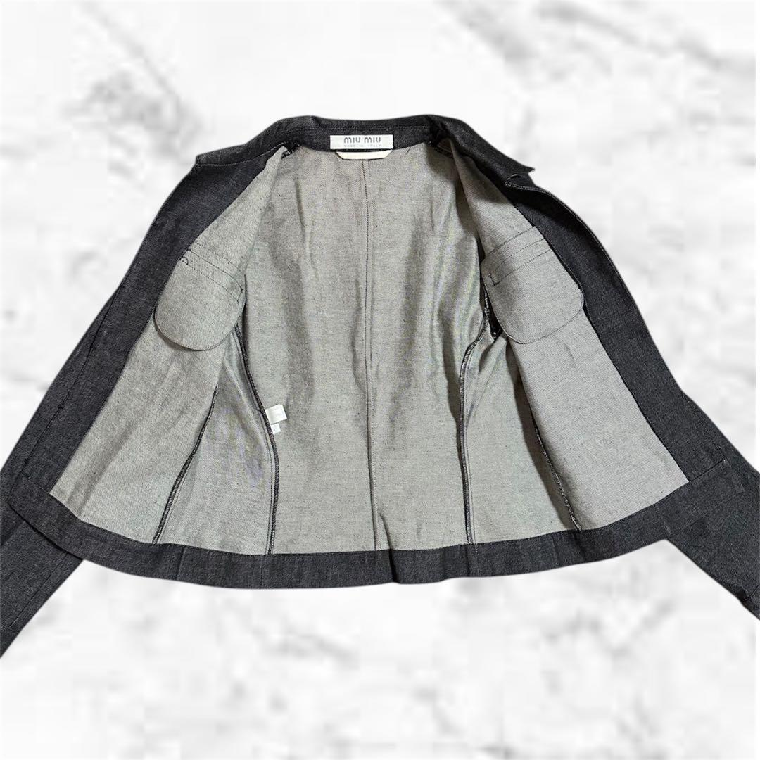 【MIU MIU】 90sアーカイブダークデニムジャケット フック