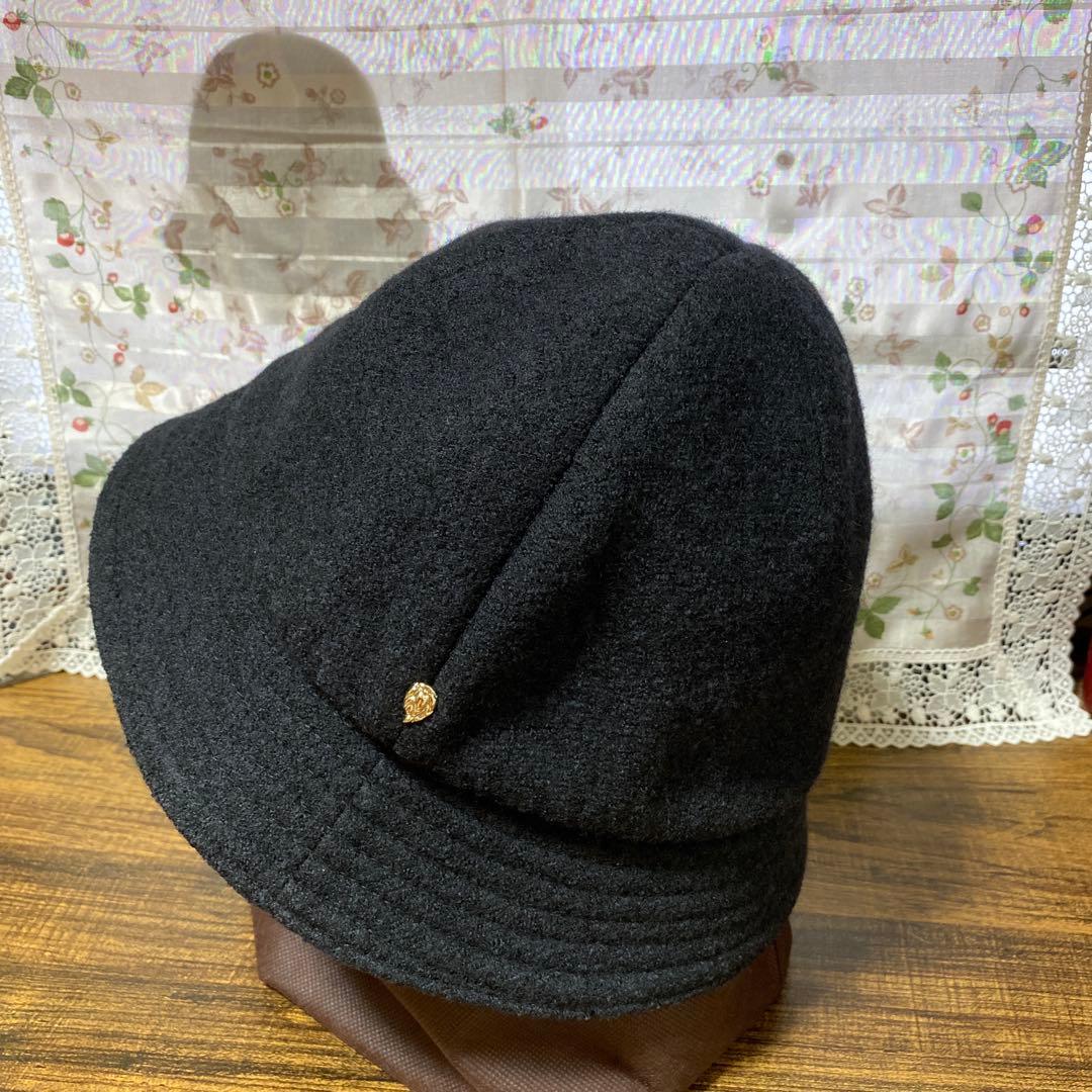 ヘレンカミンスキーHELEN KAMINSKI ブラックウールハット花飾り付き