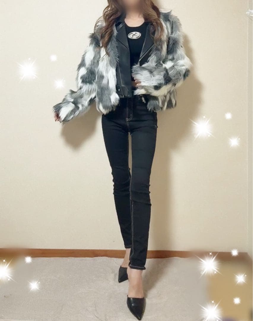 ラスト1点！GYDA レイヤードエコファーライダースジャケット　ミックス