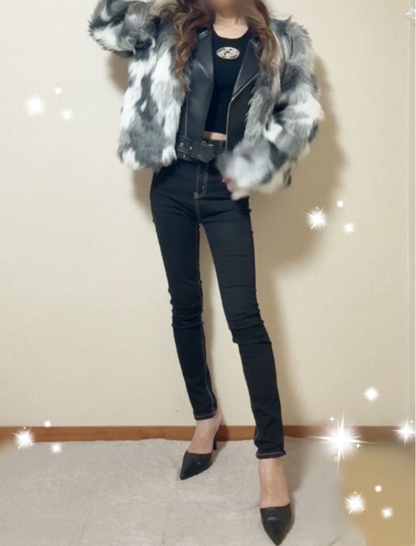 ラスト1点！GYDA レイヤードエコファーライダースジャケット　ミックス