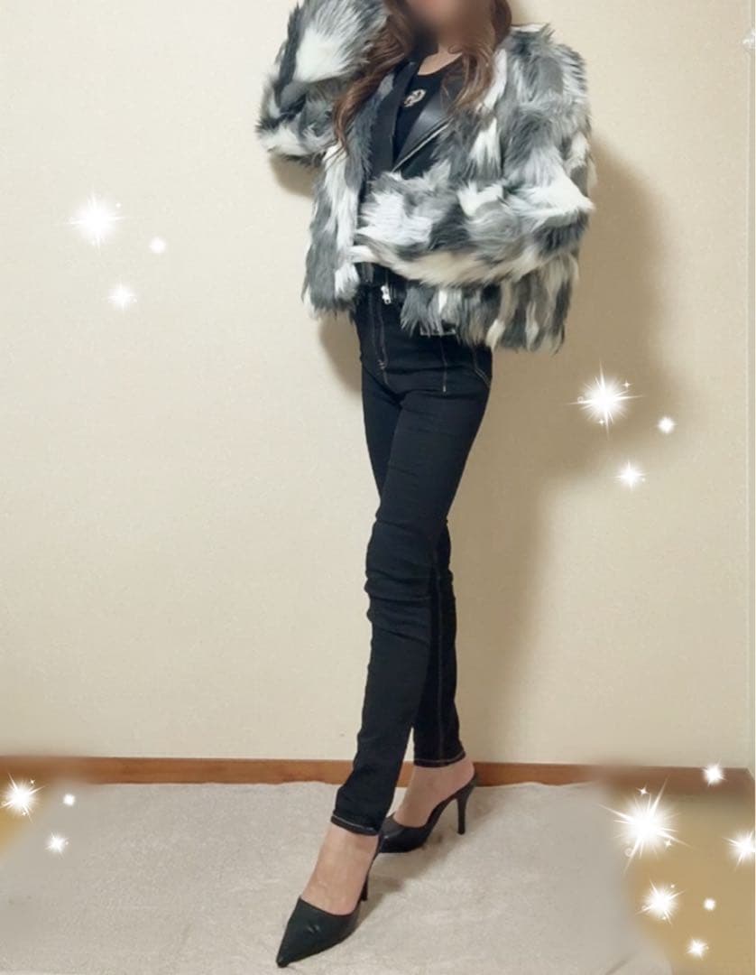 ラスト1点！GYDA レイヤードエコファーライダースジャケット　ミックス