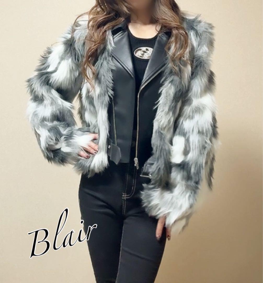 ラスト1点！GYDA レイヤードエコファーライダースジャケット　ミックス